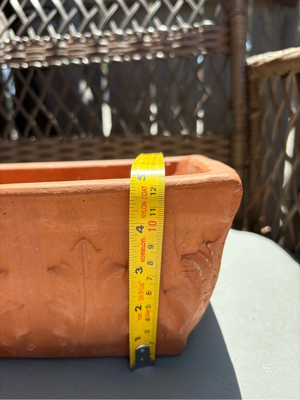 Italian Made Terracotta Acanthus Leaf Relief Rectangular Planter - Rustic Orange